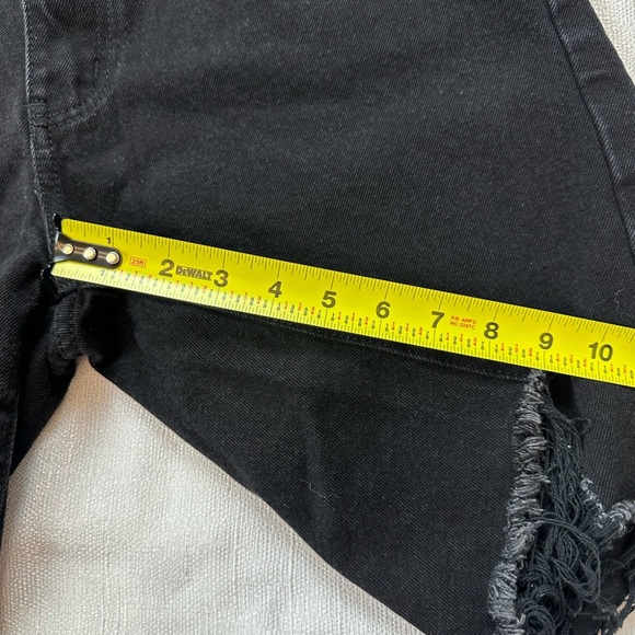 Princess Polly Black Jean Shorts Distressed Frayed Hem - Picture 8 of 9